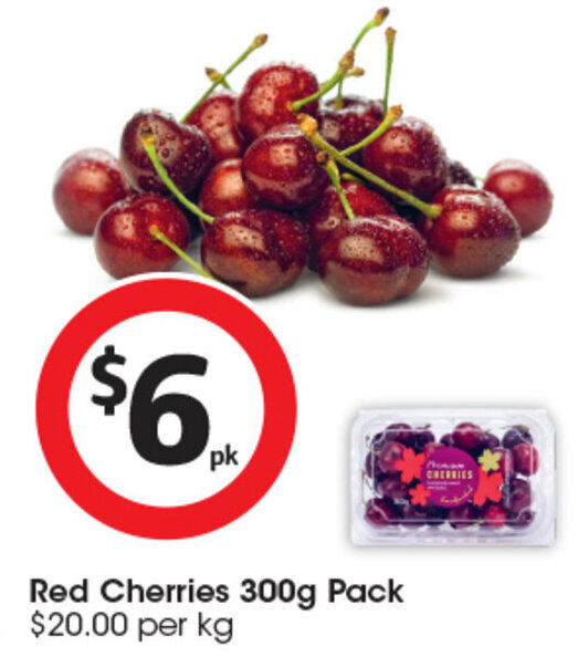 Red Cherries 300g Pack offer at Coles