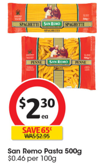 Coles San Remo Pasta 500g offer