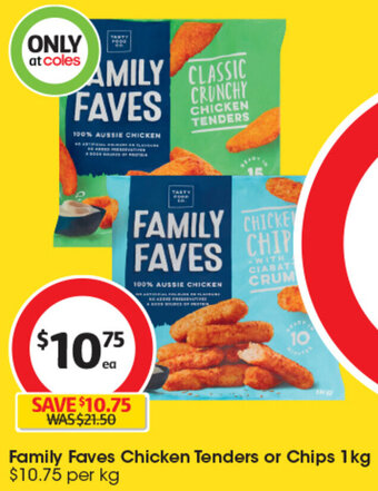 Coles Family Faves Chicken Tenders or Chips 1kg offer