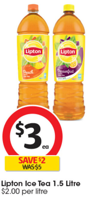 Coles Lipton Ice Tea 1.5 Litre offer