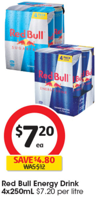 Coles Red Bull Energy Drink 4x250mL offer