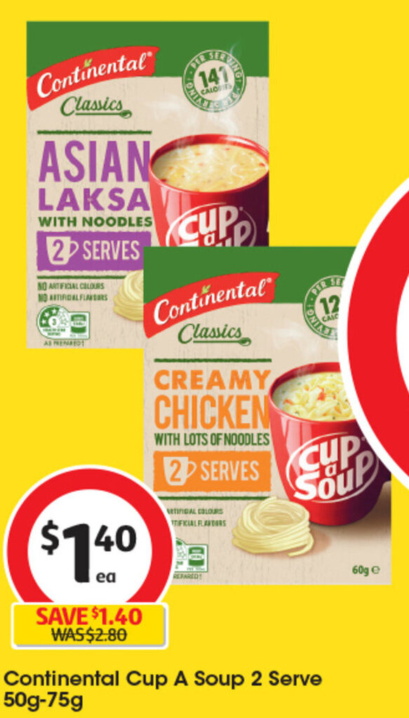 Continental Cup A Soup 2 Serve 50g75g offer at Coles
