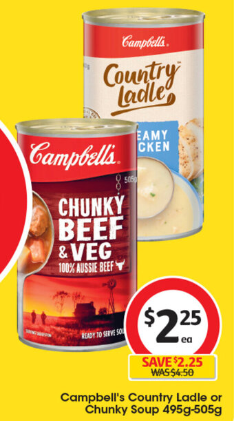 Coles Campbell's Country Ladle or Chunky Soup 495g-505g offer