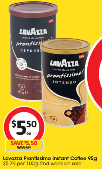 Coles Lavazza Prontissimo Instant Coffee 95g offer