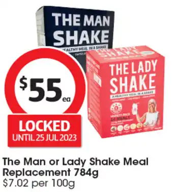 Coles The Man or Lady Shake Meal Replacement 784g offer
