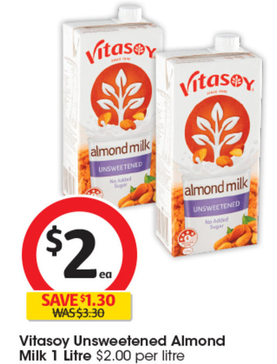 Vitasoy Unsweetened Almond Milk 1 Litre offer at Coles