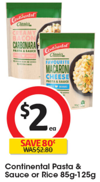 Coles Continental Pasta & Sauce or Rice 85g-125g offer