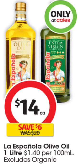 Coles La Española Olive Oil 1 Litre offer