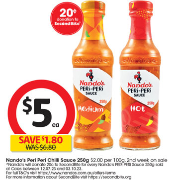 Coles Nando's Peri Peri Chilli Sauce 250g offer