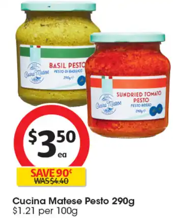 Coles Cucina Matese Pesto 290g offer
