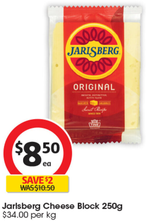 Jarlsberg Cheese Block 250g offer at Coles
