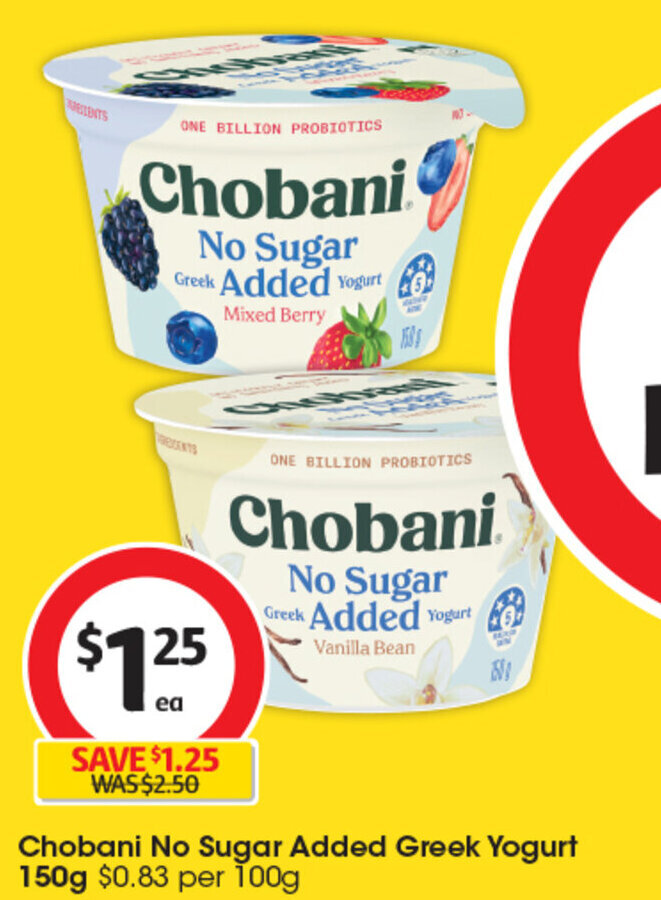 Chobani No Sugar Added Greek Yogurt 150g offer at Coles