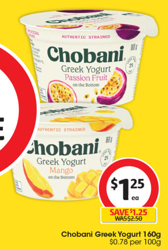 Coles Chobani Greek Yogurt 160g offer
