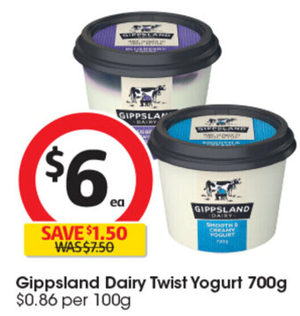 Coles Gippsland Dairy Twist Yogurt 700g offer