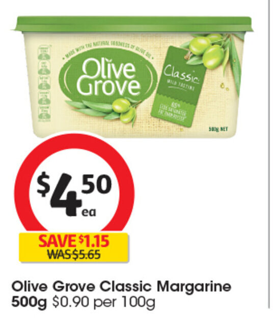 Olive Grove Classic Margarine 500g offer at Coles