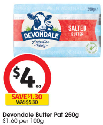 Coles Devondale Butter Pat 250g offer