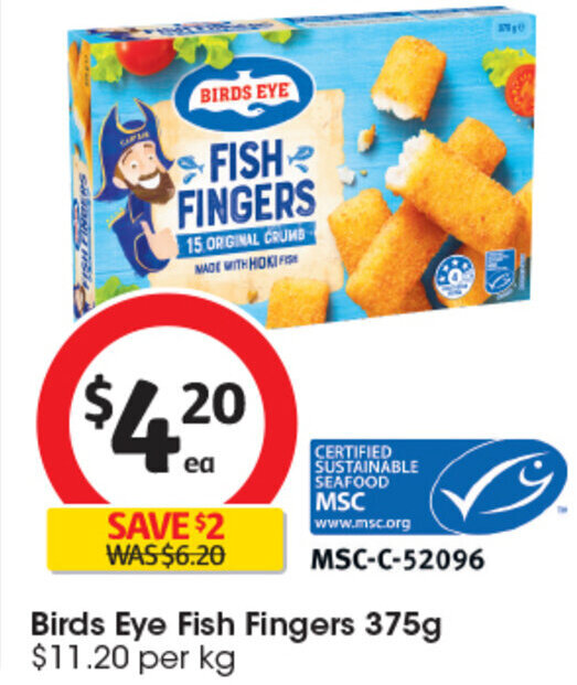 Birds Eye Fish Fingers 375g offer at Coles