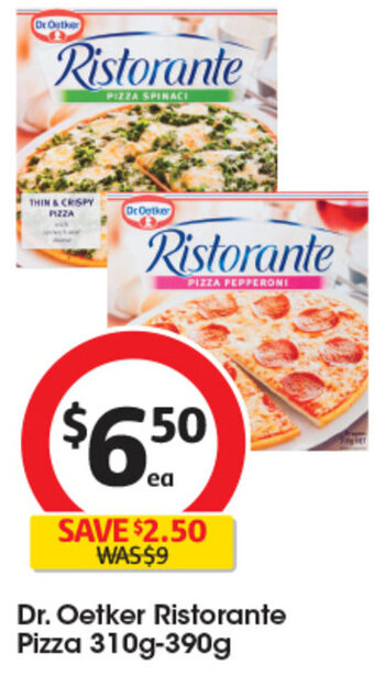 Coles Dr. Oetker Ristorante Pizza 310g-390g offer