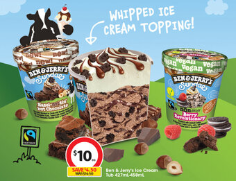 Coles Ben & Jerry's Ice Cream Tub 427mL-458mL offer