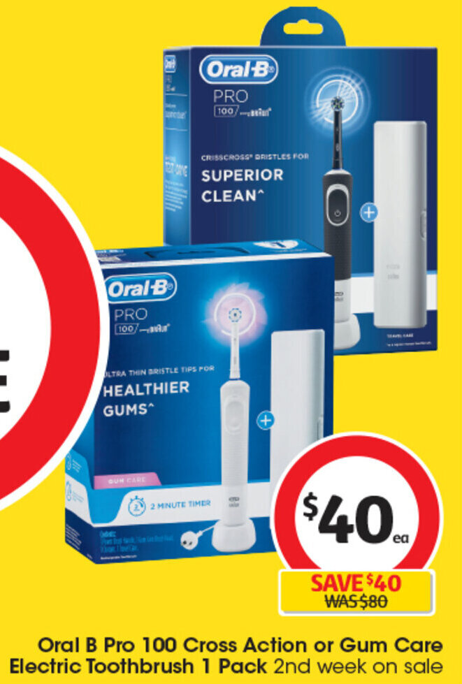 Oral B Pro 100 Cross Action or Gum Care Electric Toothbrush 1 Pack