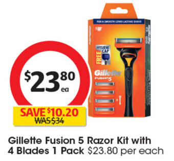 Coles Gillette Fusion 5 Razor Kit with 4 Blades 1 Pack offer