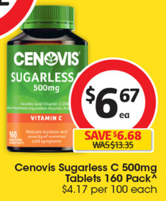 Coles Cenovis Sugarless C 500mg Tablets 160 Pack offer