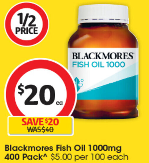 Blackmores Fish Oil 1000mg 400 Blackmores Fish Oil 1000mg 400 Pack^ 5.