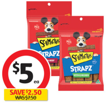 Coles Schmackos Dog Treats 200g offer