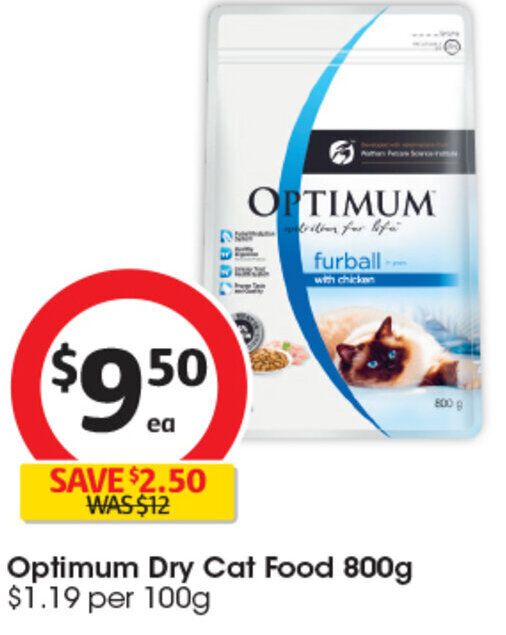 Optimum Dry Cat Food 800g offer at Coles