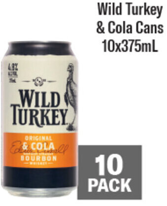 Coles Wild Turkey & Cola Cans 10x375mL offer