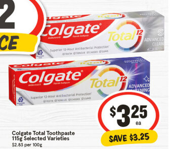 Colgate Total Toothpaste 115g Selected Varieties