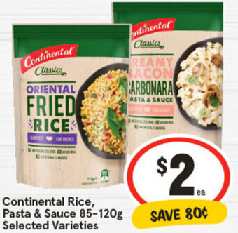 IGA Continental Rice, Pasta & Sauce 85-120g Selected Varieties offer
