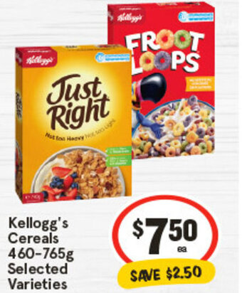 IGA Kellogg's Cereals 460-765g Selected Varieties offer