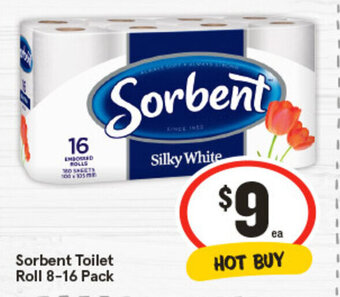 IGA Sorbent Toilet Roll 8-16 Pack offer