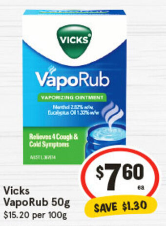 IGA Vicks VapoRub 50g offer