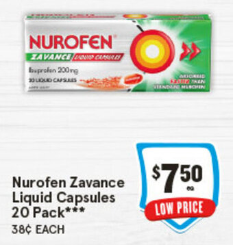 IGA Nurofen Zavance Liquid Capsules 20 Pack*** offer