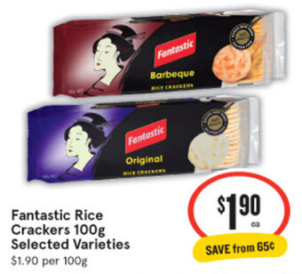 IGA Fantastic Rice Crackers 100g Selected Varieties offer