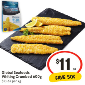 IGA Global Seafoods Whiting Crumbed 600g offer