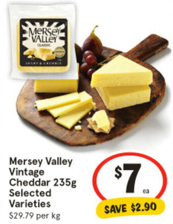 IGA Mersey Valley Vintage Cheddar 235g Selected Varieties offer