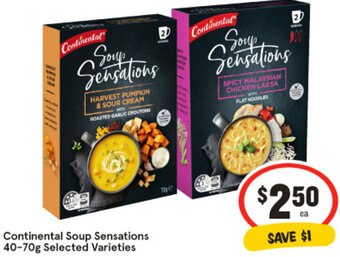 IGA Continental Soup Sensations ! 40-70g Selected Varieties offer