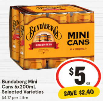 IGA Bundaberg Mini Cans 6x200mL Selected Varieties offer