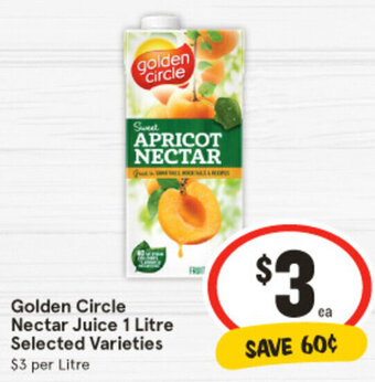 IGA Golden Circle Nectar Juice 1 Litre Selected Varieties offer