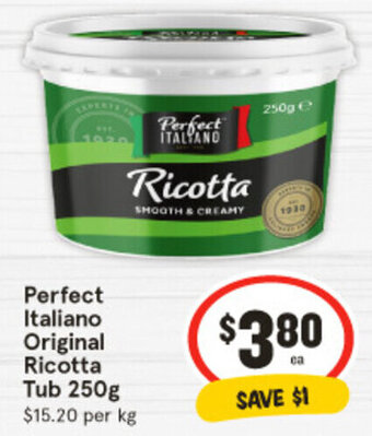 IGA Perfect Italiano Original Ricotta Tub 250g offer
