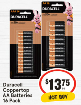 IGA Duracell Coppertop AA Batteries 16 Pack offer