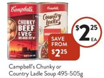 Foodworks Campbell's Chunky or Country Ladle Soup 495-505g offer