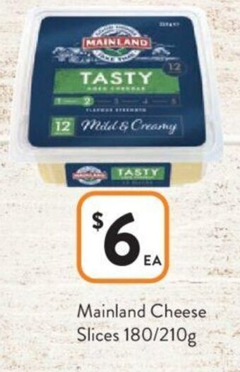 Foodworks Mainland Cheese Slices 180/210g offer