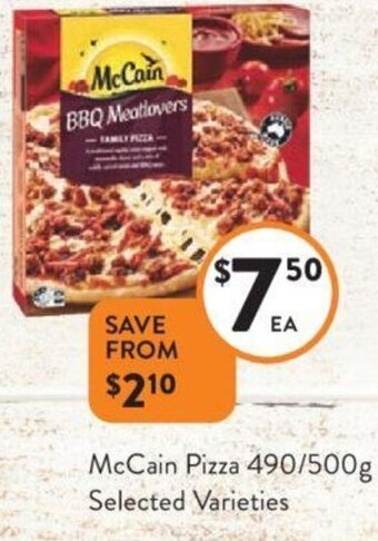 Foodworks McCain Pizza 490/500g Selected Varieties offer