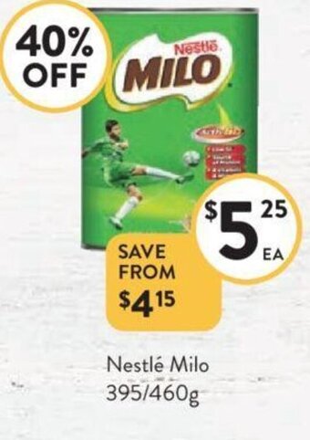 Foodworks Nestlé Milo 395-460g offer