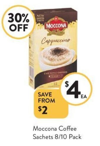 Foodworks Moccona Coffee Sachets 8/10 Pack offer
