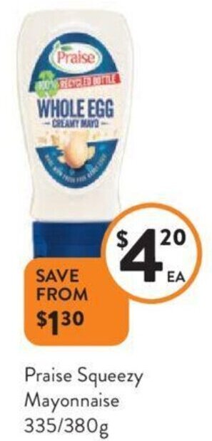 Praise Squeezy Mayonnaise 335/380g
